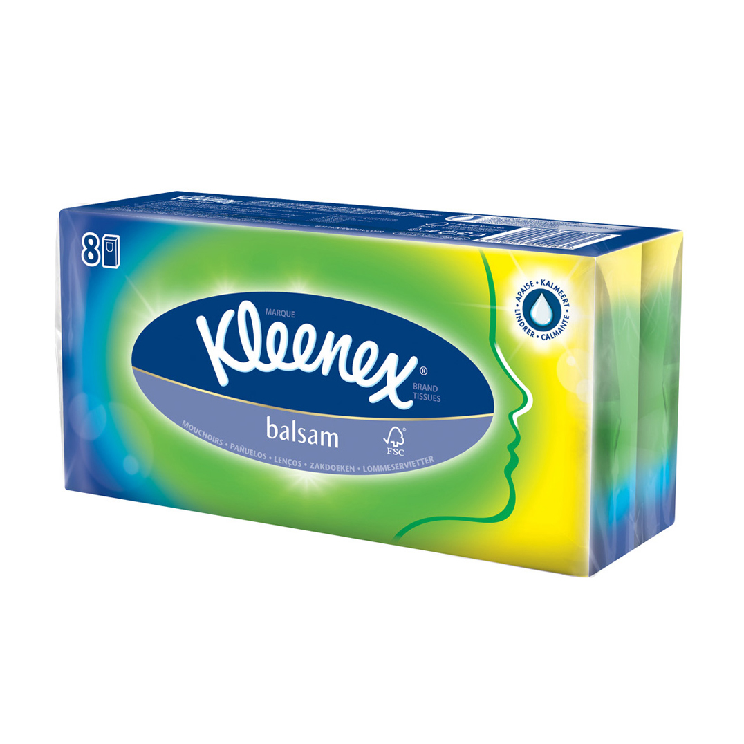 Паперові носові хусточки Kleenex Balsam, 8*9 шт