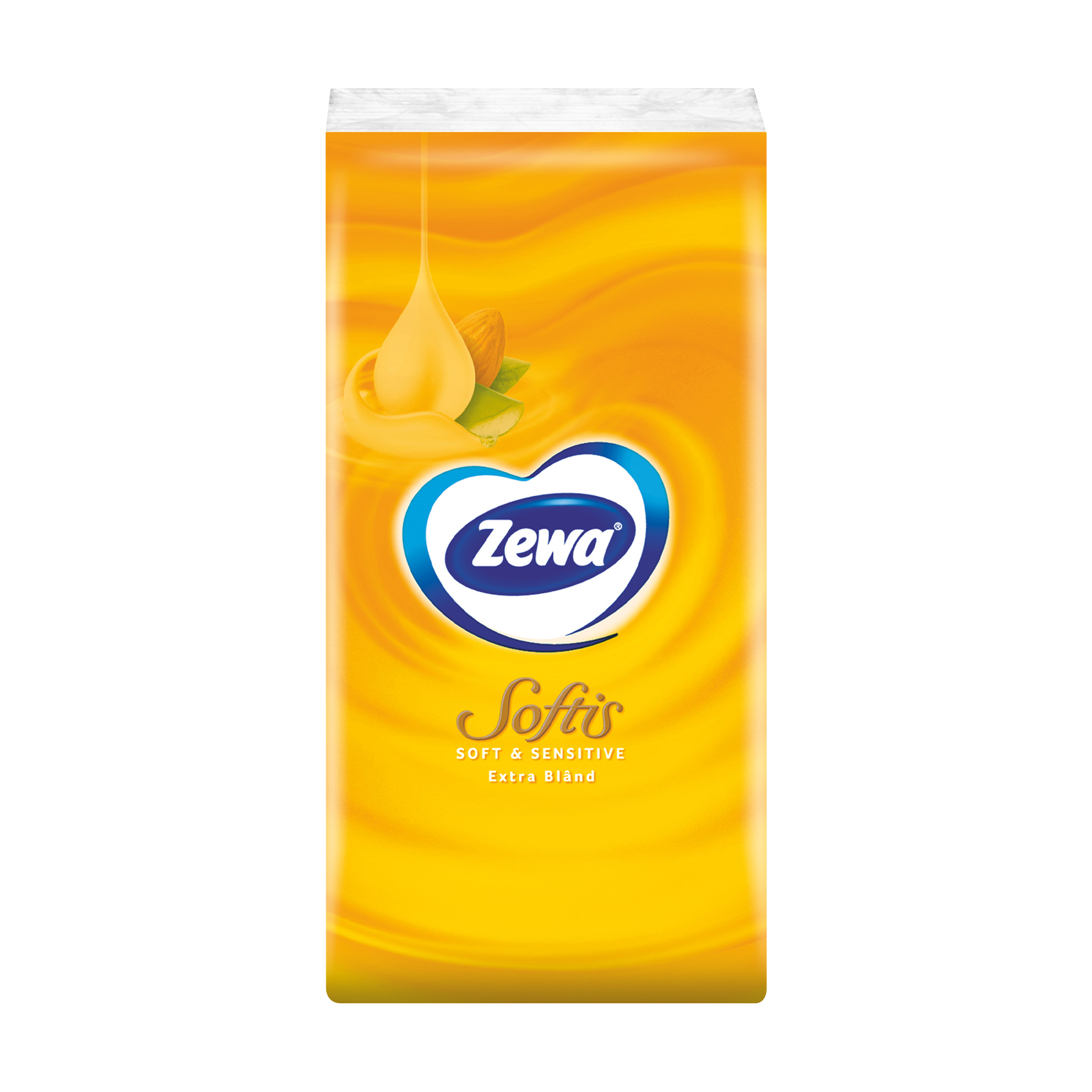 Паперові носові хусточки Zewa Softis Soft &amp; Sensitive Balsam, з мигдальною олією та алое вера, 4-шарові, 9 шт