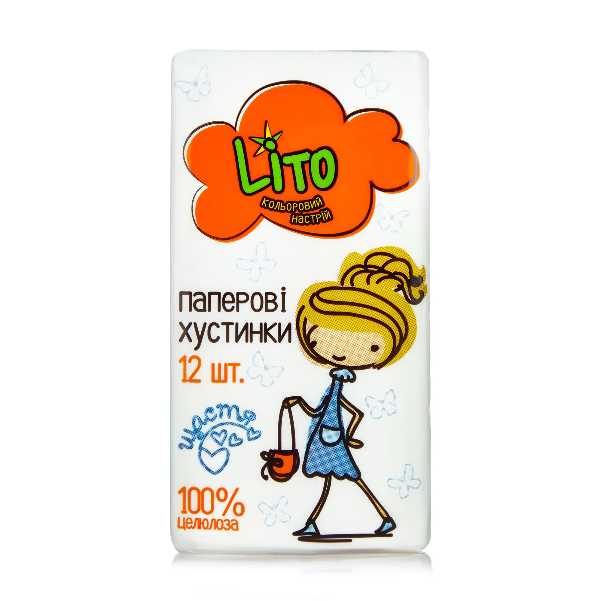 Паперові носові хустинки Lito Щастя, 2-шарові, 12 шт